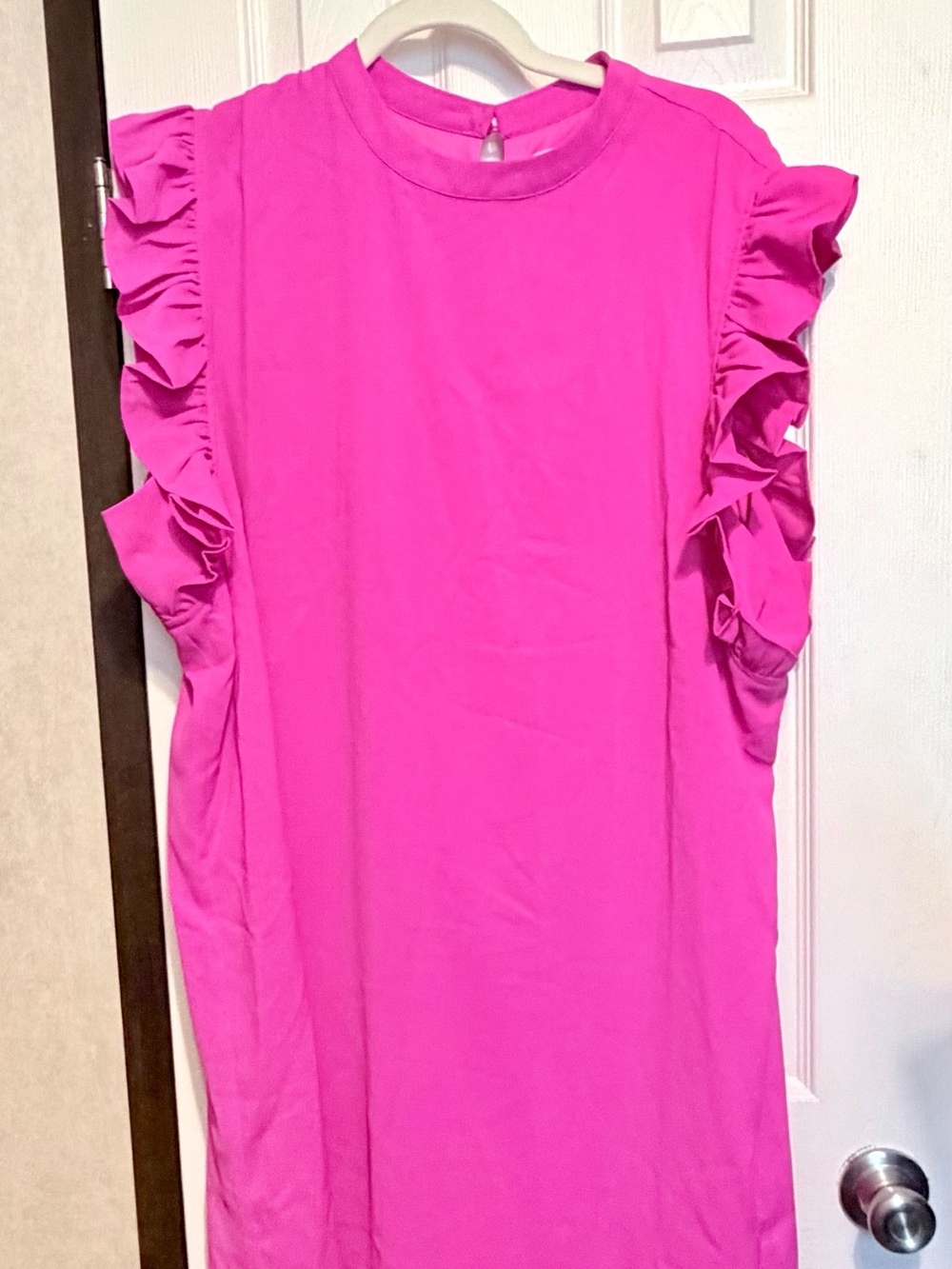 Chic Soul Ruffle Sleeve Midi Dress - Hot Pink